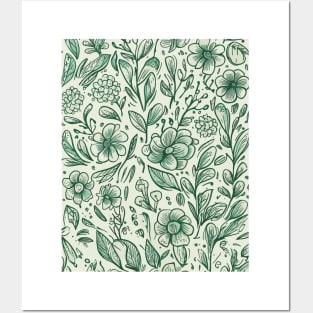 Floral Pattern Hand Drawn Sketch: Hand-Drawn Blossom Art Posters and Art